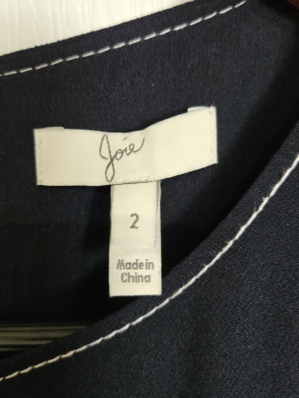 Joie Navy Blue Contrast Stitch Sleeveless Jumpsuit Tie Waist Women's Size 2. - Picture 15 of 16